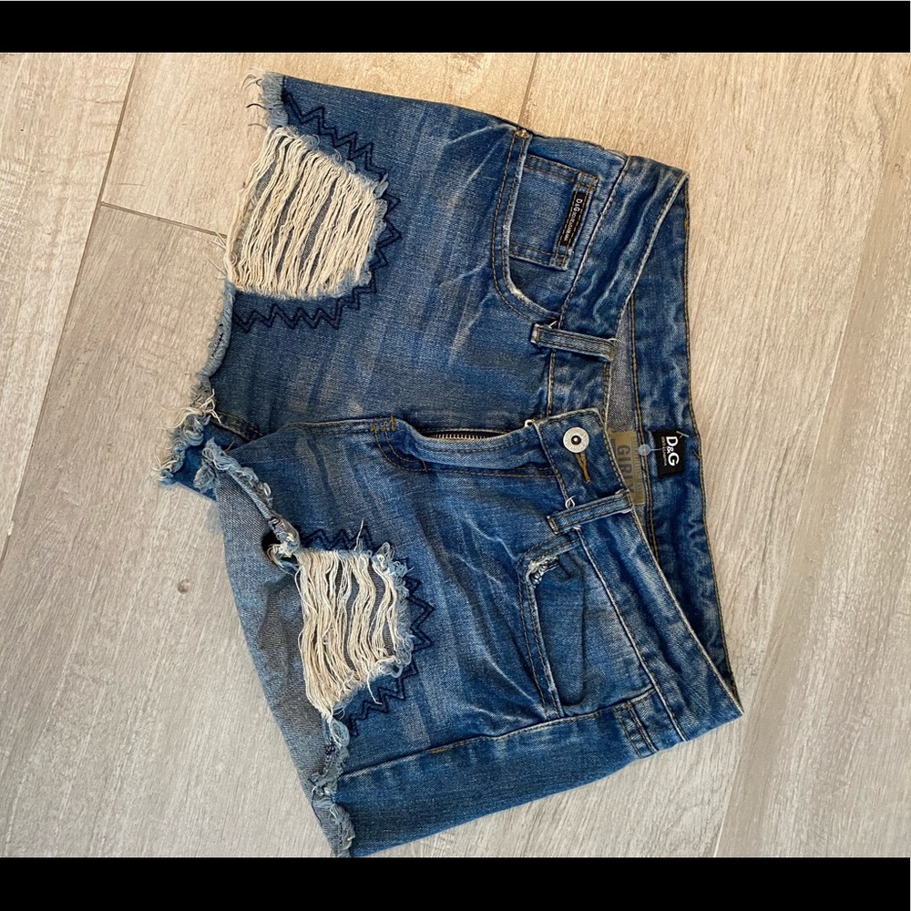 Dolce and Gabbana ripped denim short shorts